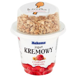 BAKOMA Jogurt kremowy z malinami i granola musli 12x230g