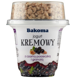 BAKOMA Jogurt kremowy z czarna porzeczka i granola musli 12x230g