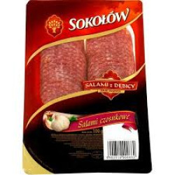 SOKOLOW Salami luksus czosnkowe plastry 100g (P)