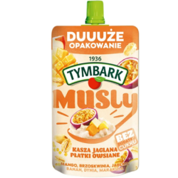 TYMBARK Musly Kasza Jaglana Platki Owsiane Mango Brzoskwinia Jablko Banan Dynia Marakuja 10x170g